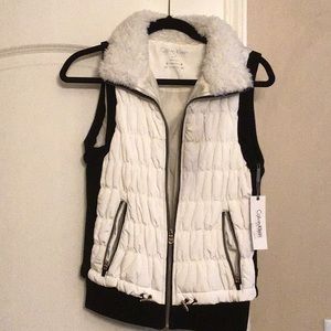 Calvin Klein Cream black trim puffer vest